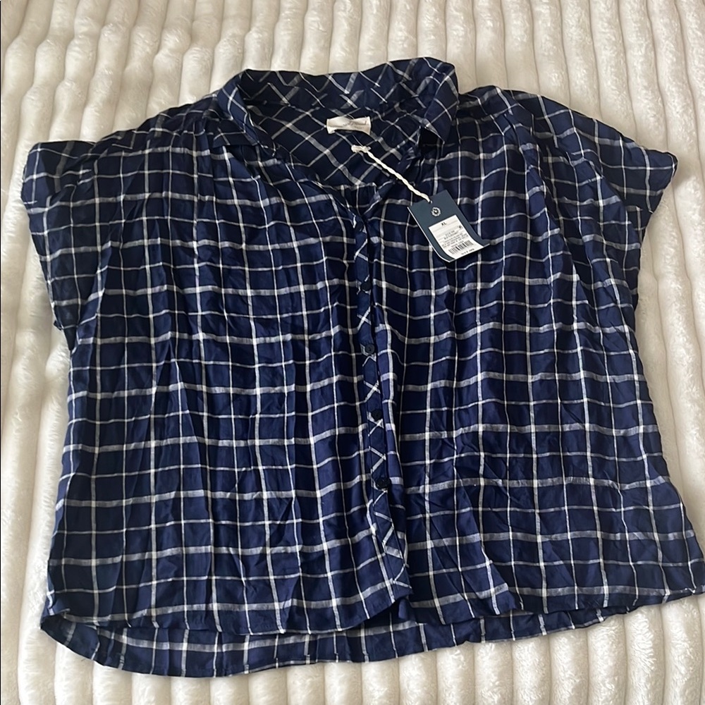 NWT Universal Thread Blue Checkered Women's Top